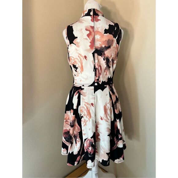 Forever 21 Black Cream Pink High Neckline Sleeveless Mini Dress Large - Picture 2 of 8